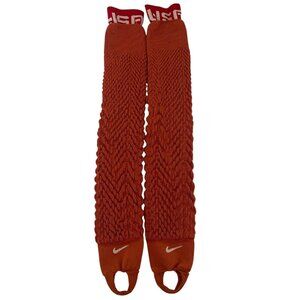 Nike USA Olympic Dark Orange Knit Leg Warmers Ice Skating Stirrup Socks